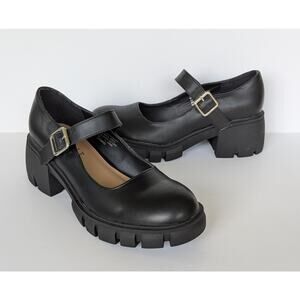 Esprit Womens Black Chunky Platform Lug Sole Mary Jane Shoes Y2K Goth Size 7.5